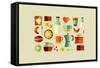 Coffee Shop Icons-cienpies-Framed Stretched Canvas