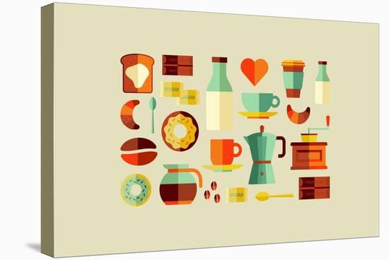 Coffee Shop Icons-cienpies-Stretched Canvas