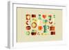 Coffee Shop Icons-cienpies-Framed Premium Giclee Print