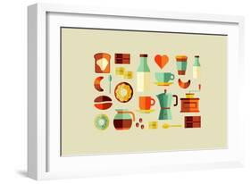 Coffee Shop Icons-cienpies-Framed Premium Giclee Print