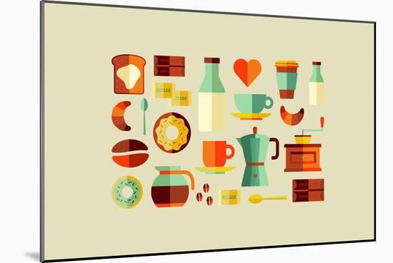 Coffee Shop Icons-cienpies-Mounted Premium Giclee Print