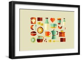 Coffee Shop Icons-cienpies-Framed Art Print