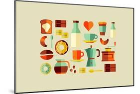 Coffee Shop Icons-cienpies-Mounted Art Print