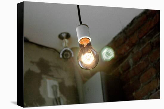 Coffee Shop Light Fixture West Village NYC-null-Stretched Canvas