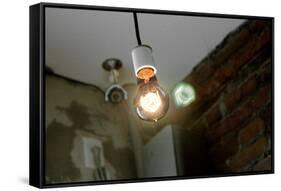 Coffee Shop Light Fixture West Village NYC-null-Framed Stretched Canvas