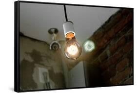 Coffee Shop Light Fixture West Village NYC-null-Framed Stretched Canvas