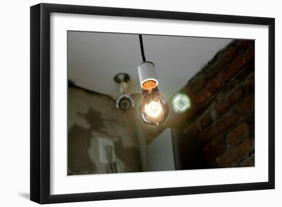 Coffee Shop Light Fixture West Village NYC-null-Framed Photo