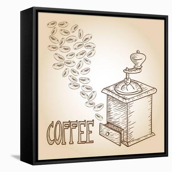 Coffee Sketch-cienpies-Framed Stretched Canvas