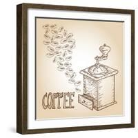 Coffee Sketch-cienpies-Framed Art Print