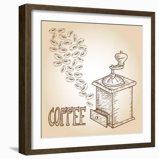 Coffee Sketch-cienpies-Framed Art Print