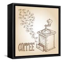 Coffee Sketch-cienpies-Framed Stretched Canvas