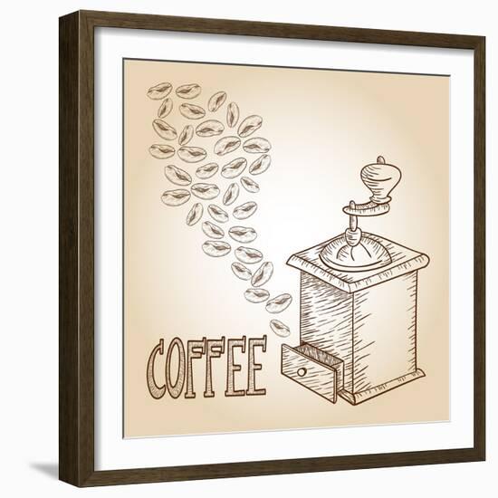 Coffee Sketch-cienpies-Framed Premium Giclee Print