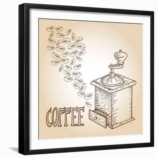 Coffee Sketch-cienpies-Framed Premium Giclee Print