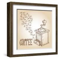 Coffee Sketch-cienpies-Framed Art Print