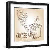 Coffee Sketch-cienpies-Framed Art Print