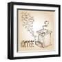 Coffee Sketch-cienpies-Framed Art Print