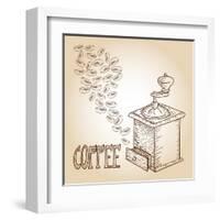 Coffee Sketch-cienpies-Framed Art Print