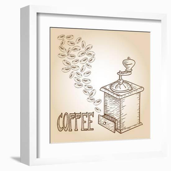 Coffee Sketch-cienpies-Framed Art Print