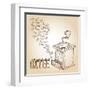 Coffee Sketch-cienpies-Framed Art Print