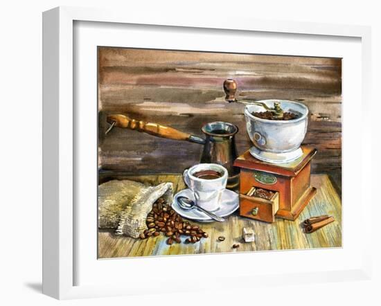 Coffee Still Life-yurchak alevtina-Framed Art Print