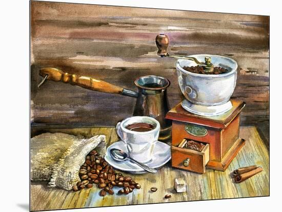 Coffee Still Life-yurchak alevtina-Mounted Art Print