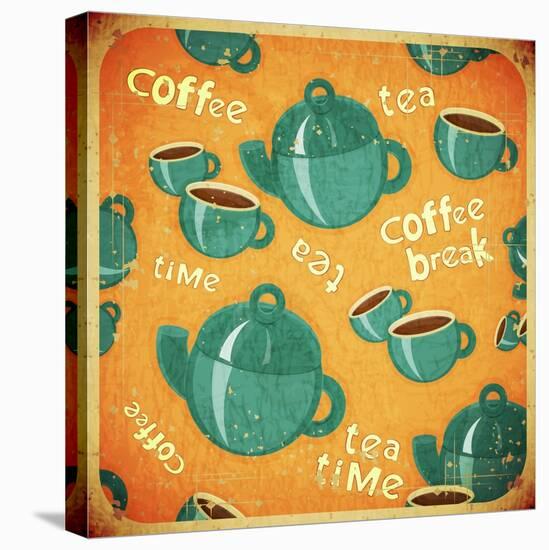 Coffee Tea Cups And Coffee Tea Pot-elfivetrov-Stretched Canvas