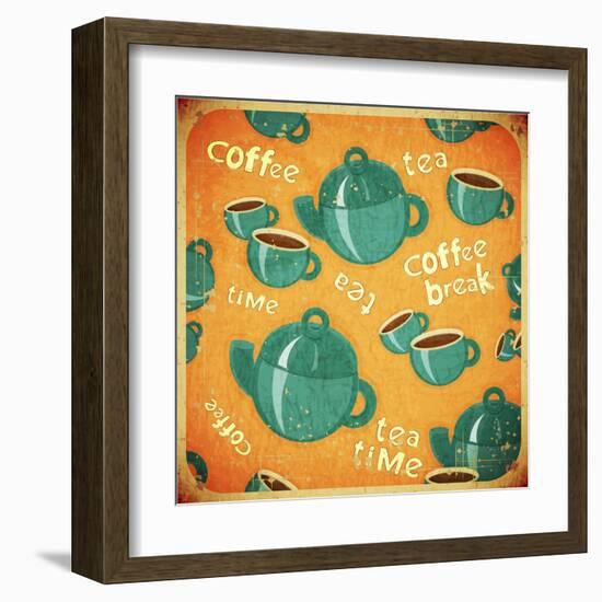 Coffee Tea Cups And Coffee Tea Pot-elfivetrov-Framed Art Print