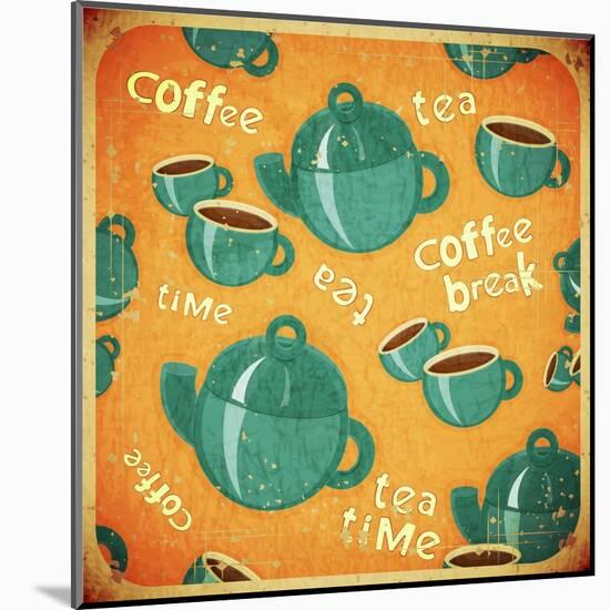 Coffee Tea Cups And Coffee Tea Pot-elfivetrov-Mounted Art Print