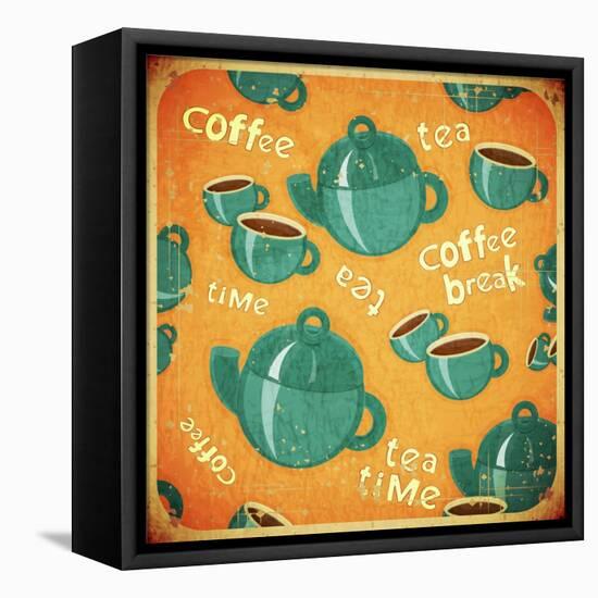 Coffee Tea Cups And Coffee Tea Pot-elfivetrov-Framed Stretched Canvas