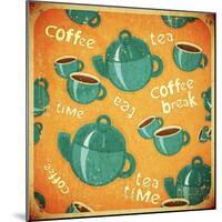 Coffee Tea Cups And Coffee Tea Pot-elfivetrov-Mounted Art Print