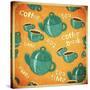 Coffee Tea Cups And Coffee Tea Pot-elfivetrov-Stretched Canvas