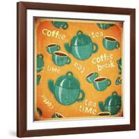 Coffee Tea Cups And Coffee Tea Pot-elfivetrov-Framed Art Print