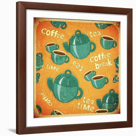 Coffee Tea Cups And Coffee Tea Pot-elfivetrov-Framed Art Print