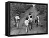 Coffee Workers Walking Along a Path Through the Fields-null-Framed Stretched Canvas