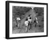 Coffee Workers Walking Along a Path Through the Fields-null-Framed Photographic Print