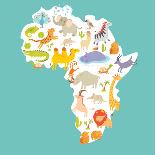 Map of the World with Animals. Beautiful Colorful Vector Illustration-coffeee_in-Art Print