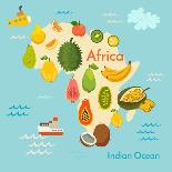 Fruit World Map Africa-coffeee_in-Art Print