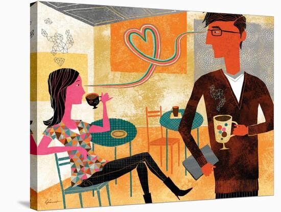 Coffeeshop Love-Richard Faust-Stretched Canvas