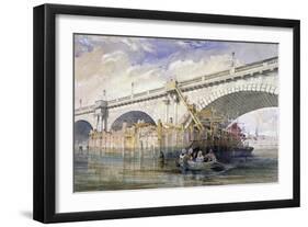 Coffer Dam Erected for Repairing the Pier of Blackfriars Bridge, London, C1870-Clarkson Stanfield-Framed Giclee Print