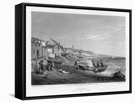 Cogoleto, the Birth Place of Columbus, Italy, 1828-E Finden-Framed Stretched Canvas