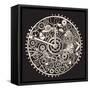 Cogs and Gears of Clock.-RYGER-Framed Stretched Canvas