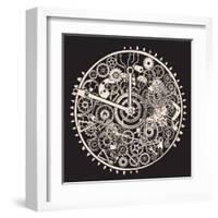 Cogs and Gears of Clock.-RYGER-Framed Art Print
