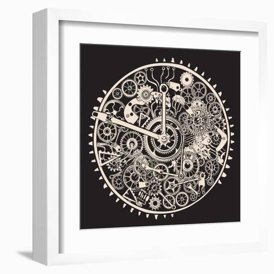 Cogs and Gears of Clock.-RYGER-Framed Art Print