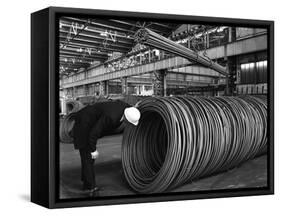 Coils and Hexagonal Bars at the Park Gate Iron and Steel Co, Rotherham, South Yorkshire, 1964-Michael Walters-Framed Stretched Canvas