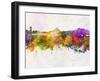 Coimbra Skyline in Watercolor Background-paulrommer-Framed Art Print