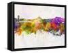 Coimbra Skyline in Watercolor Background-paulrommer-Framed Stretched Canvas