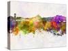 Coimbra Skyline in Watercolor Background-paulrommer-Stretched Canvas