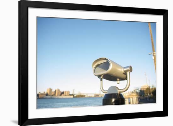 Coin operated binoculars facing the Manhattan Bridge, New York City, New York-Greg Probst-Framed Photographic Print