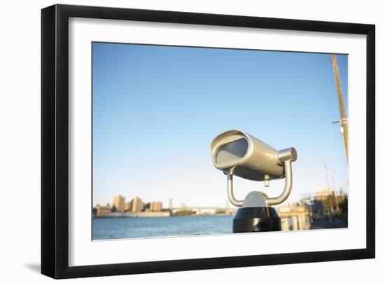 Coin operated binoculars facing the Manhattan Bridge, New York City, New York-Greg Probst-Framed Photographic Print