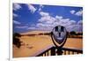 Coin-operated binoculars in desert, Kitty Hawk, North Carolina, USA-null-Framed Photographic Print